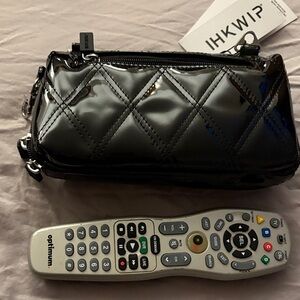 Black Quilted Patent Leather Bag. Full length strap shown in pic.
